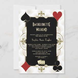 Invitation Gold Black White Vegas Casino Bachelorette Week-en