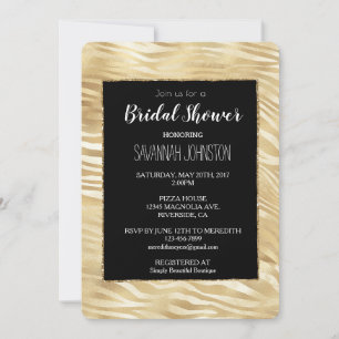Invitation Gold Black Zebra Imprimer douche nuptiale