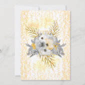 Invitation Gold Blanc gris floral Bouquet fête d'anniversaire (Dos)