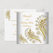 Invitation Gold Blanc N'importe quel âge Élégante fête d'anni (Devant / Derrière)
