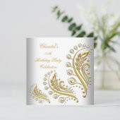 Invitation Gold Blanc N'importe quel âge Élégante fête d'anni (Debout devant)