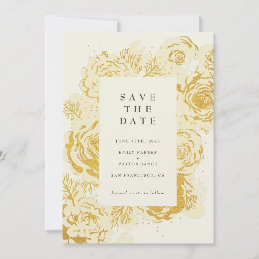 Invitation Gold Blooms FAUX Foil (Devant)
