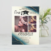Invitation Gold Blue Agate Graduation Party 3 Photo (Debout devant)