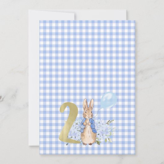 Invitation Gold Blue Floral Peter Rabbit 2e anniversaire (Dos)