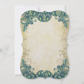 Invitation Gold Blue Green Paisley Peacock Mariage Non Peacoc (Dos)