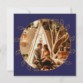 Invitation Gold Blue Hydrangea 20e anniversaire de photo Mari (Dos)