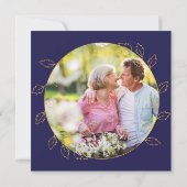 Invitation Gold Blue Hydrangea 40e anniversaire de photo Mari (Dos)