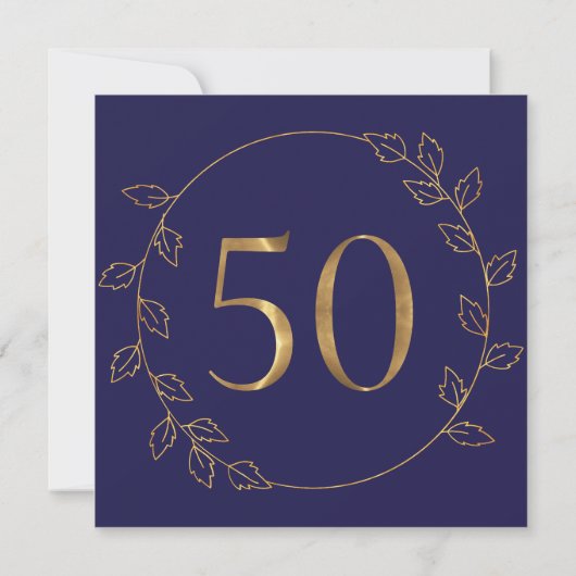 Invitation Gold Blue Hydrangea 50e anniversaire de Mariage (Dos)