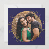 Invitation Gold Blue Hydrangea 5ème Mariage Anniversaire phot (Dos)