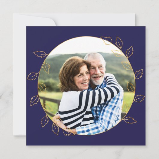 Invitation Gold Blue Hydrangea 65e anniversaire de la photo d (Dos)