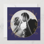 Invitation Gold Blue Hydrangea 75e anniversaire de la photo d (Dos)