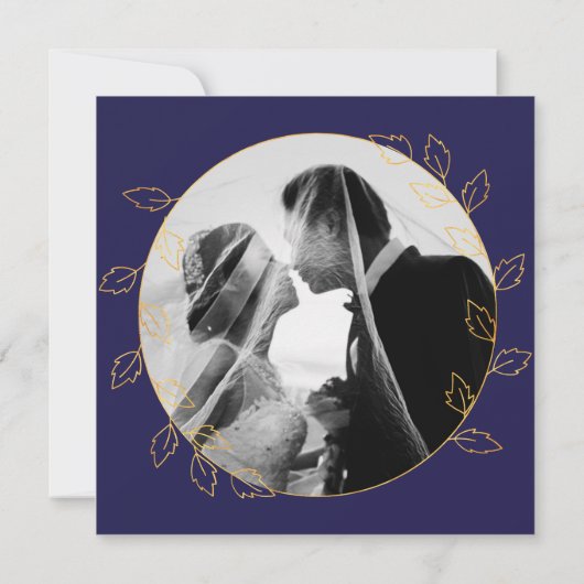 Invitation Gold Blue Hydrangea 75e anniversaire de la photo d (Dos)