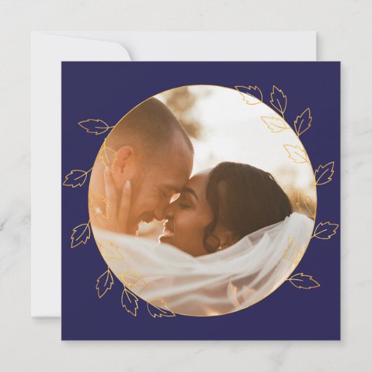 Invitation Gold Blue Hydrangea Photo 10e anniversaire de Mari (Dos)