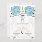 Invitation Gold & Blue Mexicain bébé garçon Charro Baptême (Devant)