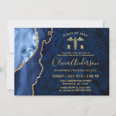 Invitation Gold Blue Nursing School Graduation Party (Devant)