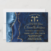 Invitation Gold Blue Nursing School Graduation Party (Devant)
