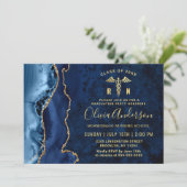 Invitation Gold Blue Nursing School Graduation Party (Debout devant)