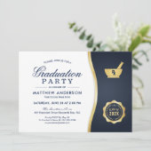 Invitation Gold Blue Pharmacy School Graduation Party (Debout devant)
