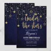 Invitation Gold Blue Prom Under Stars Starry Night Anniversai (Devant / Derrière)