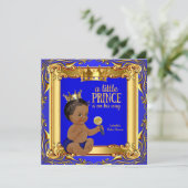 Invitation Gold Blue Royal Baby shower Ethnic (Debout devant)