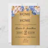 Invitation Gold Blue Silver Parties scintillant Fête de chauf (Devant)