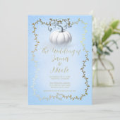 Invitation Gold Blue Storybook Mariage Citrouille blanc (Debout devant)