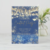 Invitation Gold blue string lumières entreprise Cocktail part (Debout devant)