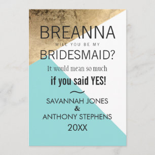 Invitation Gold Blue White Geo Triangles Bridesmaids Invitati
