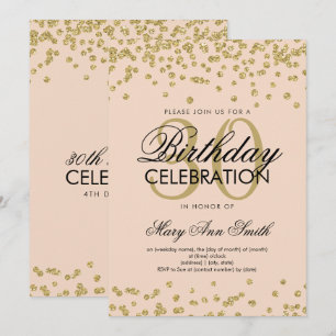 Invitation Gold Blush 30th Birthday Parties scintillant Confe