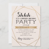 Invitation Gold Blush Géométrique Shh Surprise fête d'anniver (Devant)