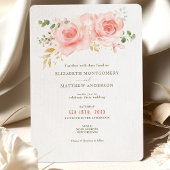Invitation Gold & Blush Greenery Mariage Aquarelle Rustique