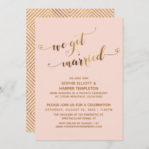Invitation Gold Blush Nous Nous Sommes Mariés Après Mariage