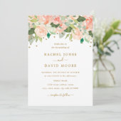 Invitation Gold Blush Peach Floral Aquarelle Mariage Inviter (Debout devant)