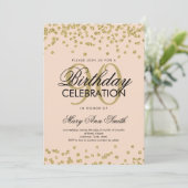 Invitation Gold Blush Pink 90e anniversaire Parties scintilla (Debout devant)