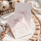 Invitation Gold Blush Pink Bow Girl Baptism Religious