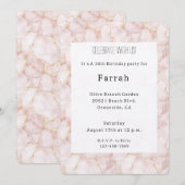 Invitation Gold Blush Pink Rose Petals Floral Birthday   (Devant / Derrière)