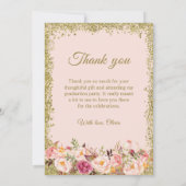 Invitation Gold Blush rose floral Merci de graduation photo (Dos)