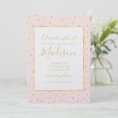Invitation Gold Blush rose Petits Coeurs Anniversaire (Debout devant)