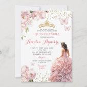 Invitation Gold Blush rose Royal Princess Quinceañera (Devant)