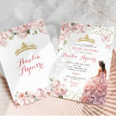 Invitation Gold Blush rose Royal Princess Quinceañera
