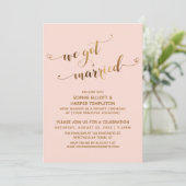 Invitation Gold Blush Soirée d'après-mariage de We Got Marrie (Debout devant)
