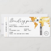 Invitation Gold Boarding Pass Destination Wedding Code QR (Devant)