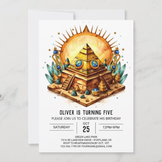Invitation Gold Bohemian Ancienne Égypte Pyramides Anniversai (Devant)