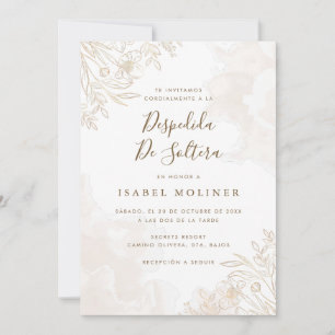 Invitation Gold Boho Fleur sauvage Fête des mariées espagnole