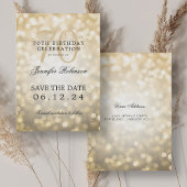 Invitation Gold Bokeh 70th Birthday Enregistrer la date