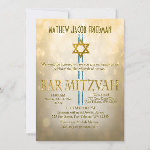 Invitation Gold Bokeh   Bar Mitzvah