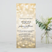 Invitation Gold Bokeh éclaire un mariage élégant (Debout devant)