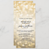 Invitation Gold Bokeh éclaire un mariage élégant (Devant / Derrière)
