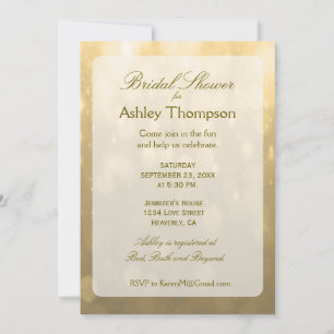 Invitation Gold Bokeh   FÊTE DES MARIÉES