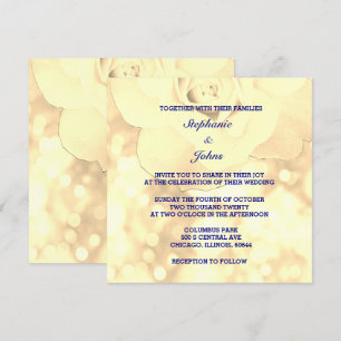 Invitation Gold Bokeh Ivory Sepia Floral Parties scintillant 
